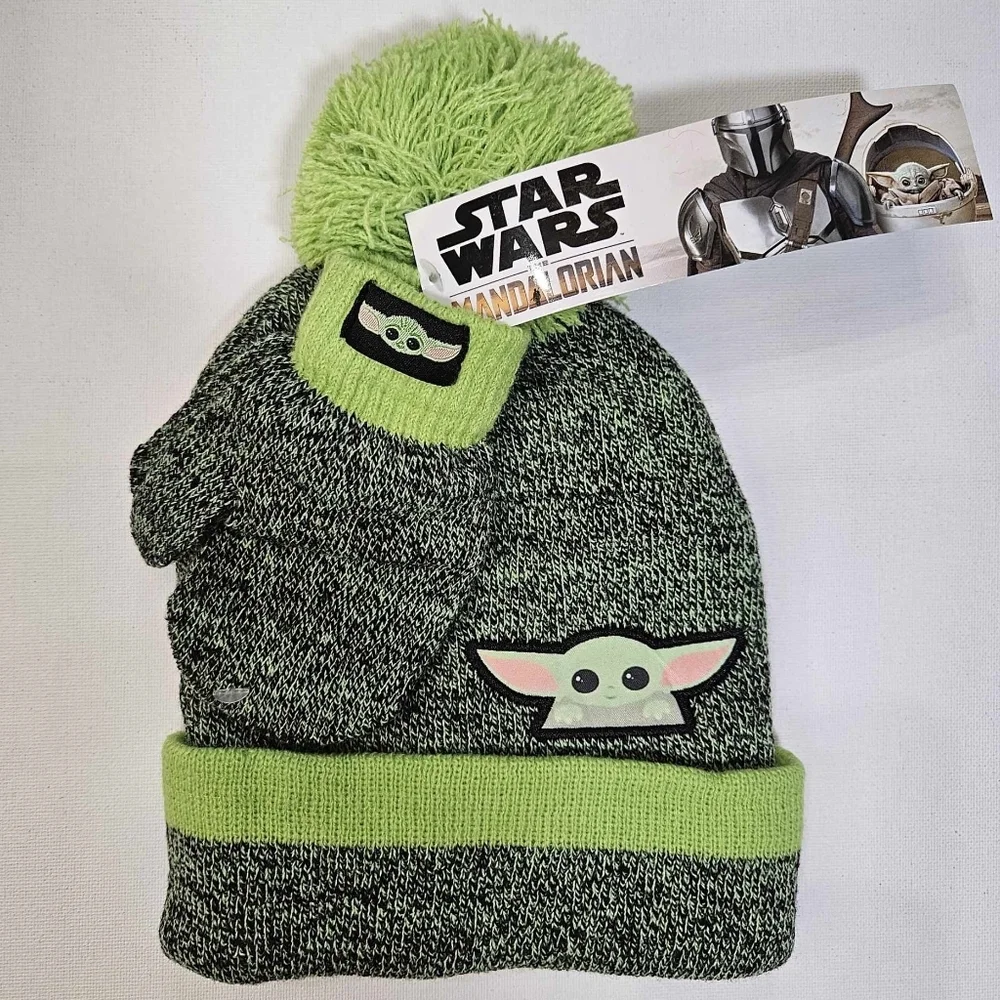 Baby Yoda Kids Hat Cap And‎ Gloves 2T-5T Disney Star Wars Warm Winter Snow Gear